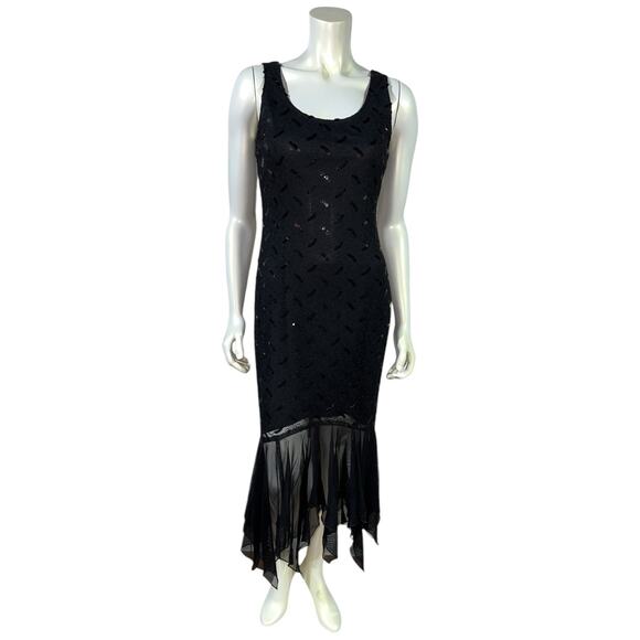 Joseph Ribkoff Sequin Vintage Black Glam Gown Size 8 - Picture 1 of 9